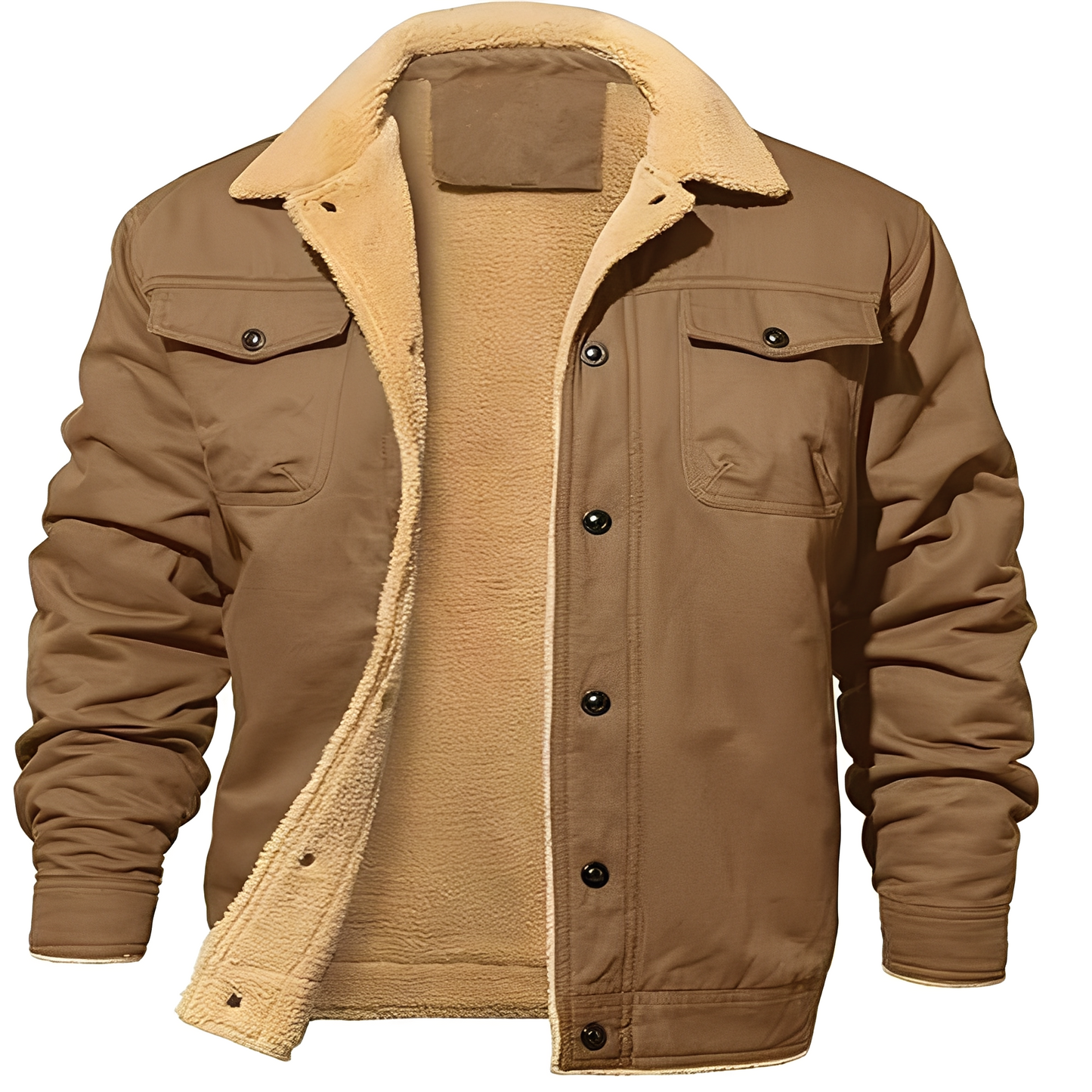 Streetwave Fleece Twill Jacket For Men With Sherpa Lining And Relaxed Fit All Day Comfort