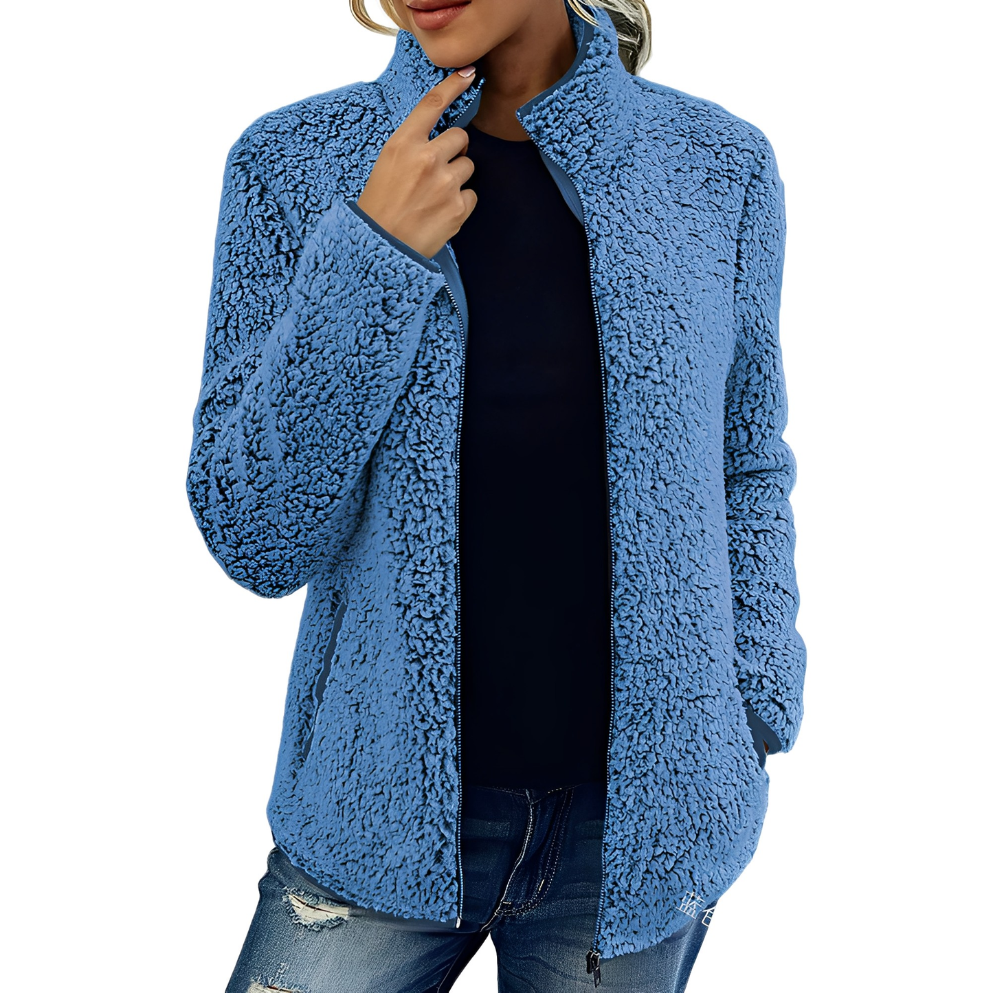 Street-wave Fleece Velour Coat For Women Cozy Warmth And Elegant Style With Zip Front