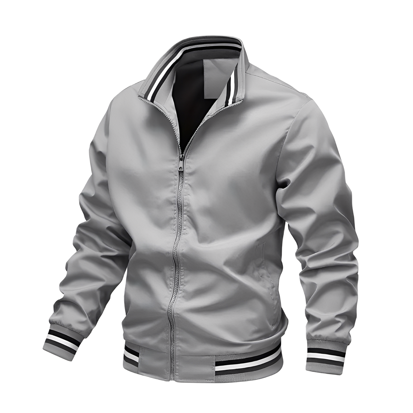 Streetwave Men's Lightweight Casual Bomber Jacket With Stripes For Everyday Comfort And Style