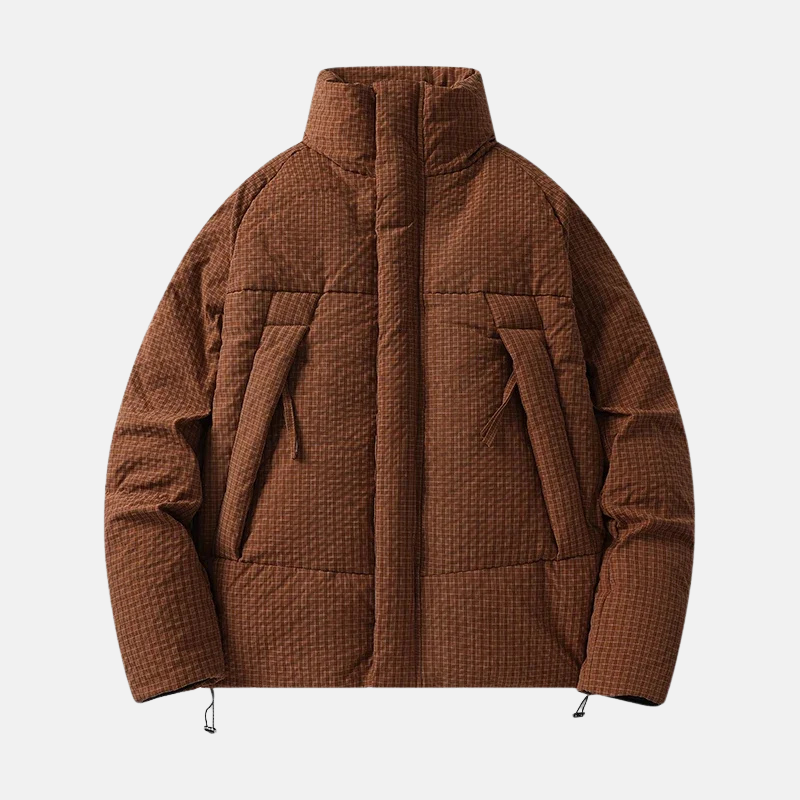Men's Coat With Technical Fabric Hip Length High Stand Up Collar For Modern Winter Style