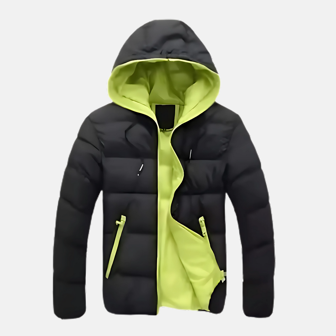Men's Hooded Quilted Puffer Jacket Hip Length Winter Coat for Cold Weather Everyday Warm Insulated