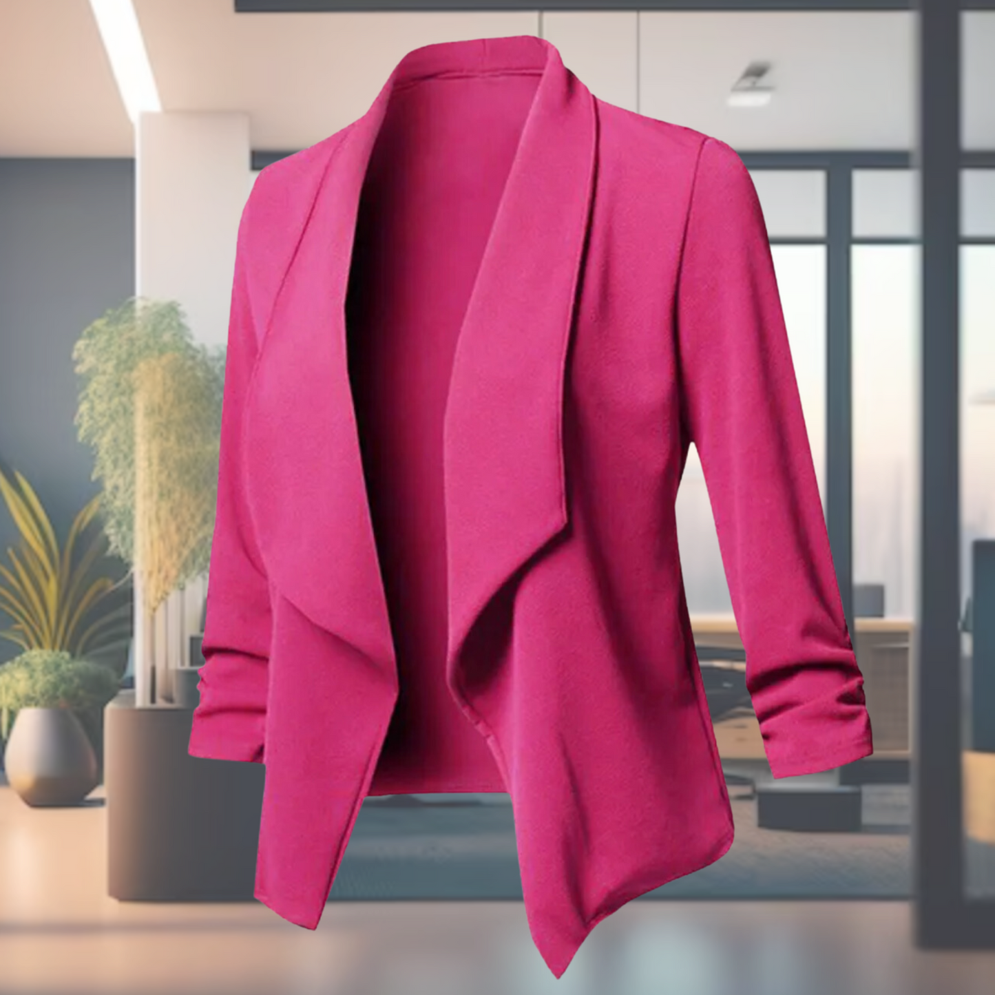 Streetwave Open Front Lightweight Blazer Burgundy For Women With Elegant Draped Silhouette And No Closure