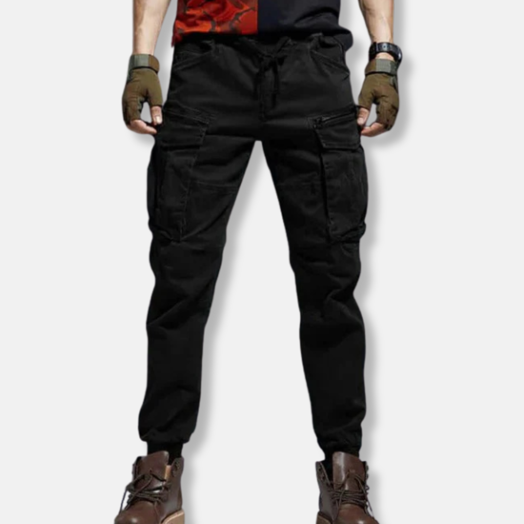 Street-Wave Mens Cargo Jogger Pants Relaxed Fit Cotton Blend Utility Pockets Elastic Cuffs For Everyday Wear