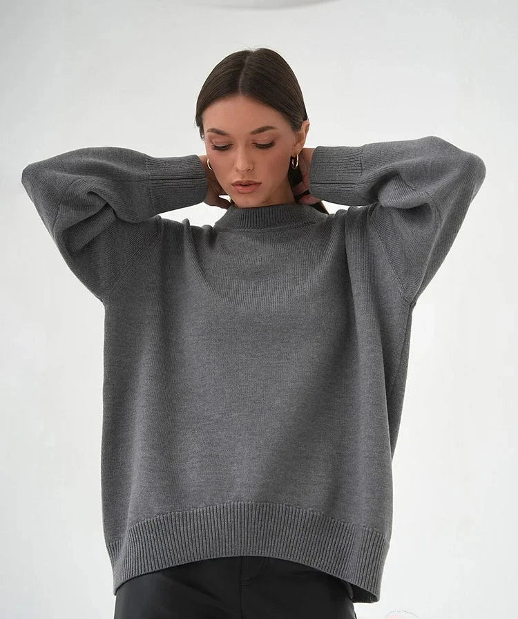 Street-Wave Women's Oversized Crewneck Knit Pullover for Cozy Everyday Style and Versatility