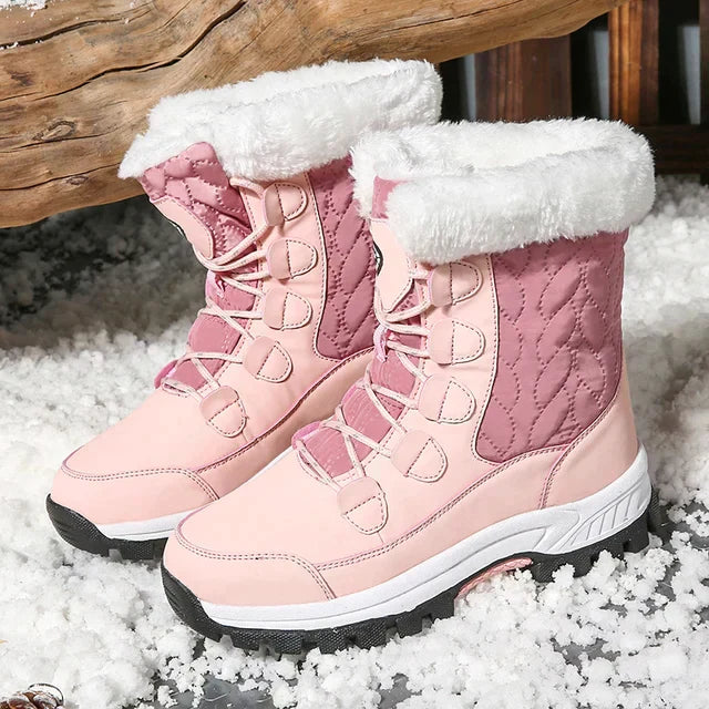 Street Wave Winter Lace Up Boots For Women With Cozy Faux Fur Lining And Rugged Traction