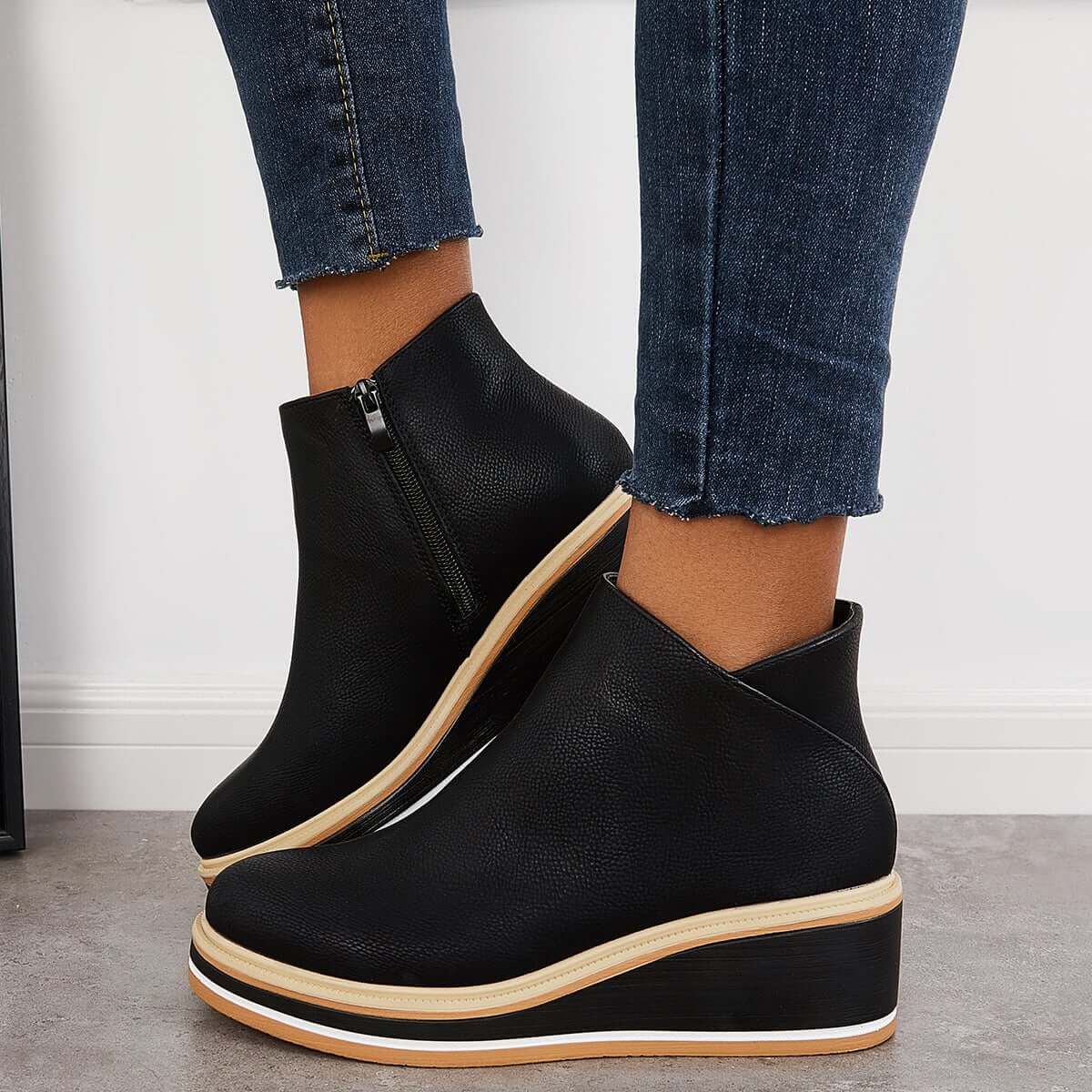 Street Wave Ankle Boots With Zipper And Platform For Women All Day Comfort And Style