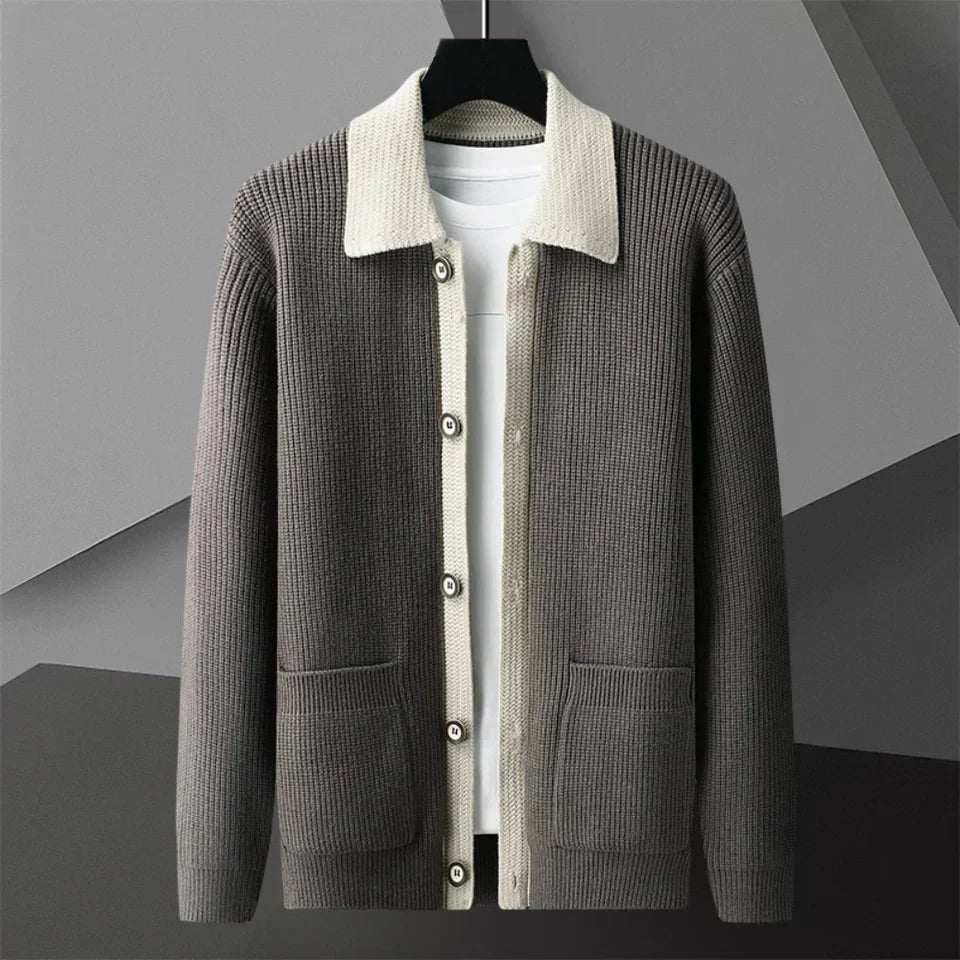 Streetwave Vintage Knit Cardigan For Women With Folded Collar And Timeless Elegance