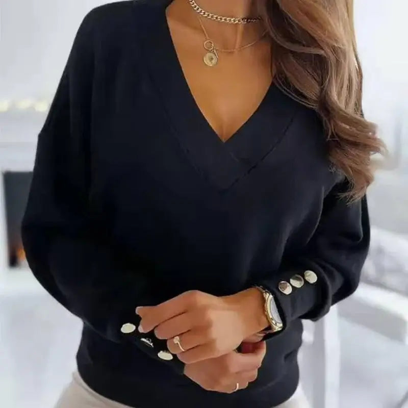 Street-wave V-Neck Long Sleeve Sweater For Women Effortless Style Versatile Wardrobe Essential