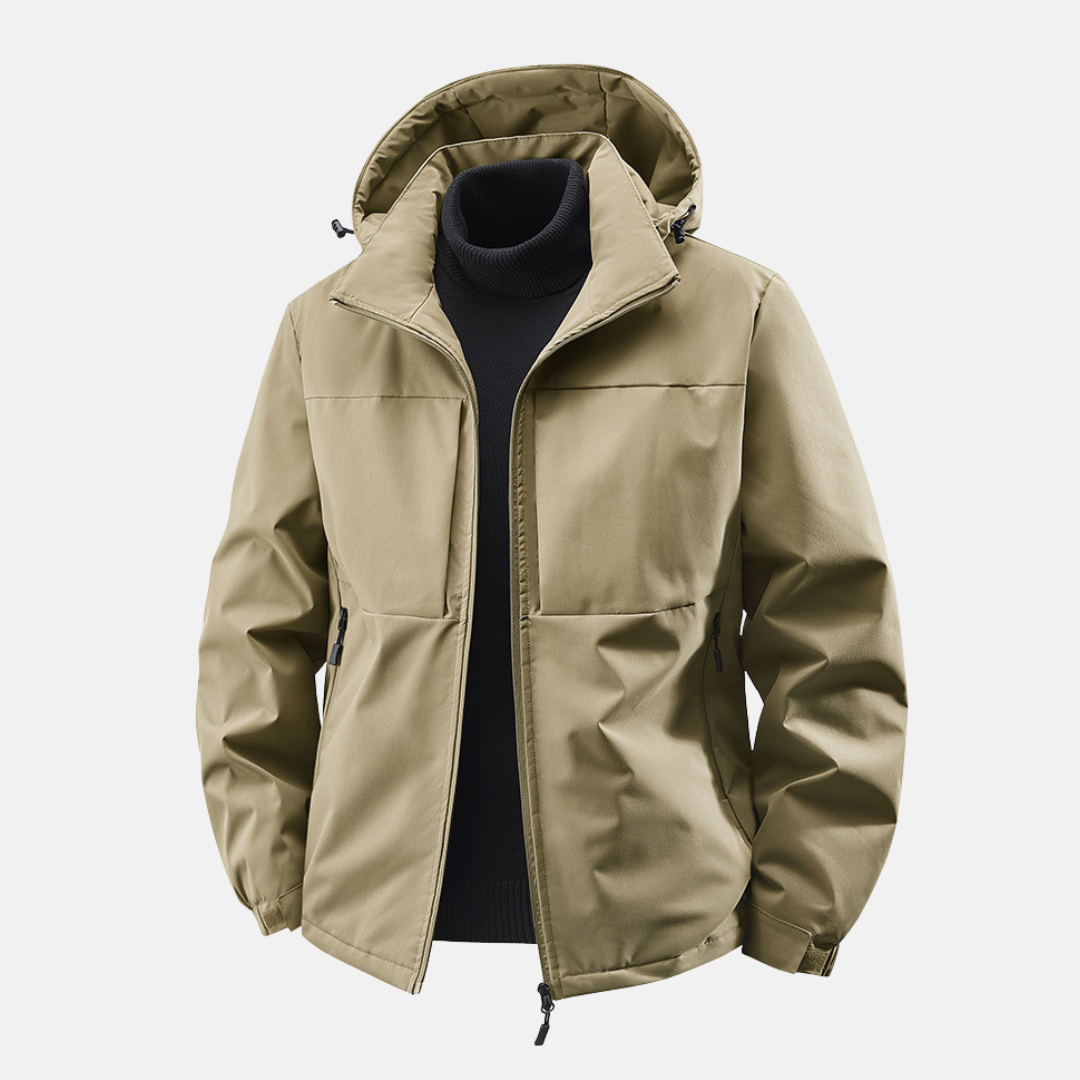 Men's Hooded Jacket Water Resistant Windproof Relaxed Fit Zip Front Pockets Nordisk Flair
