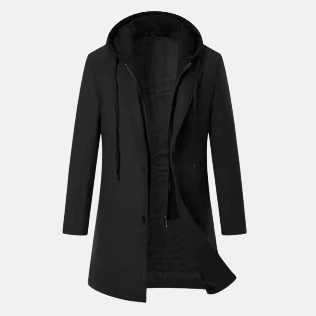 Men's Overcoat Wool Blend Tailored Fit Quilted Lining Removable Hooded Insert Mid Length Winter Coat