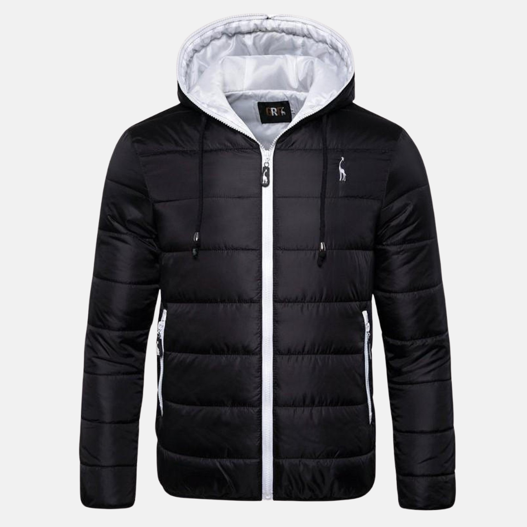 Mens Quilted Down Jacket Hooded Water Resistant Street-Wave