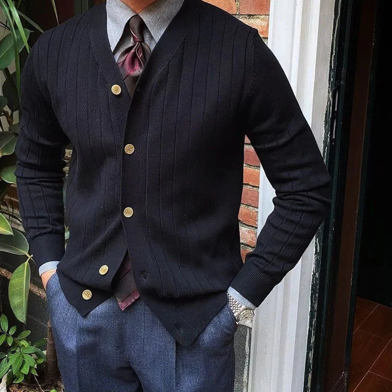 Street-Wave Merino Wool Cardigan For Men With Button Details Slim Fit Knit Top For Modern Winter