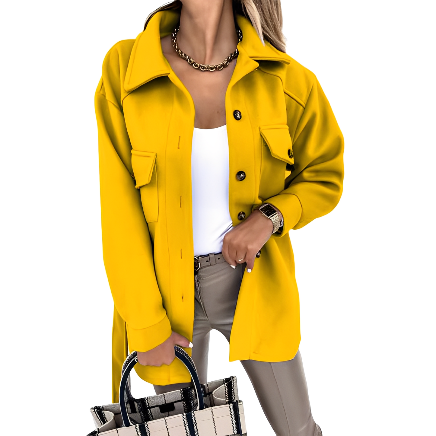 Street-wave Reversible Jacket for Women with Belt Tie Waist, Lightweight Comfort, Elegant Button Front