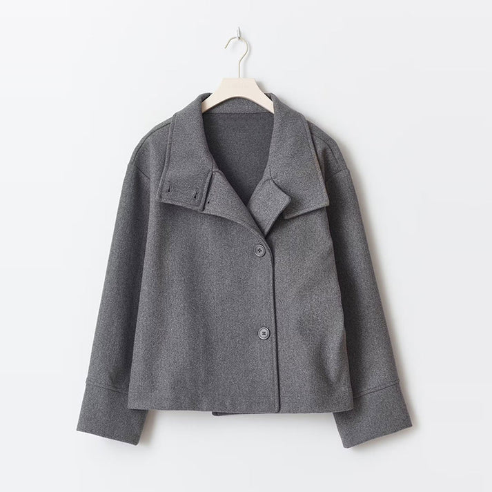 Street-Wave High Collar Coat With Asymmetric Button Closure For Fashion Forward Women