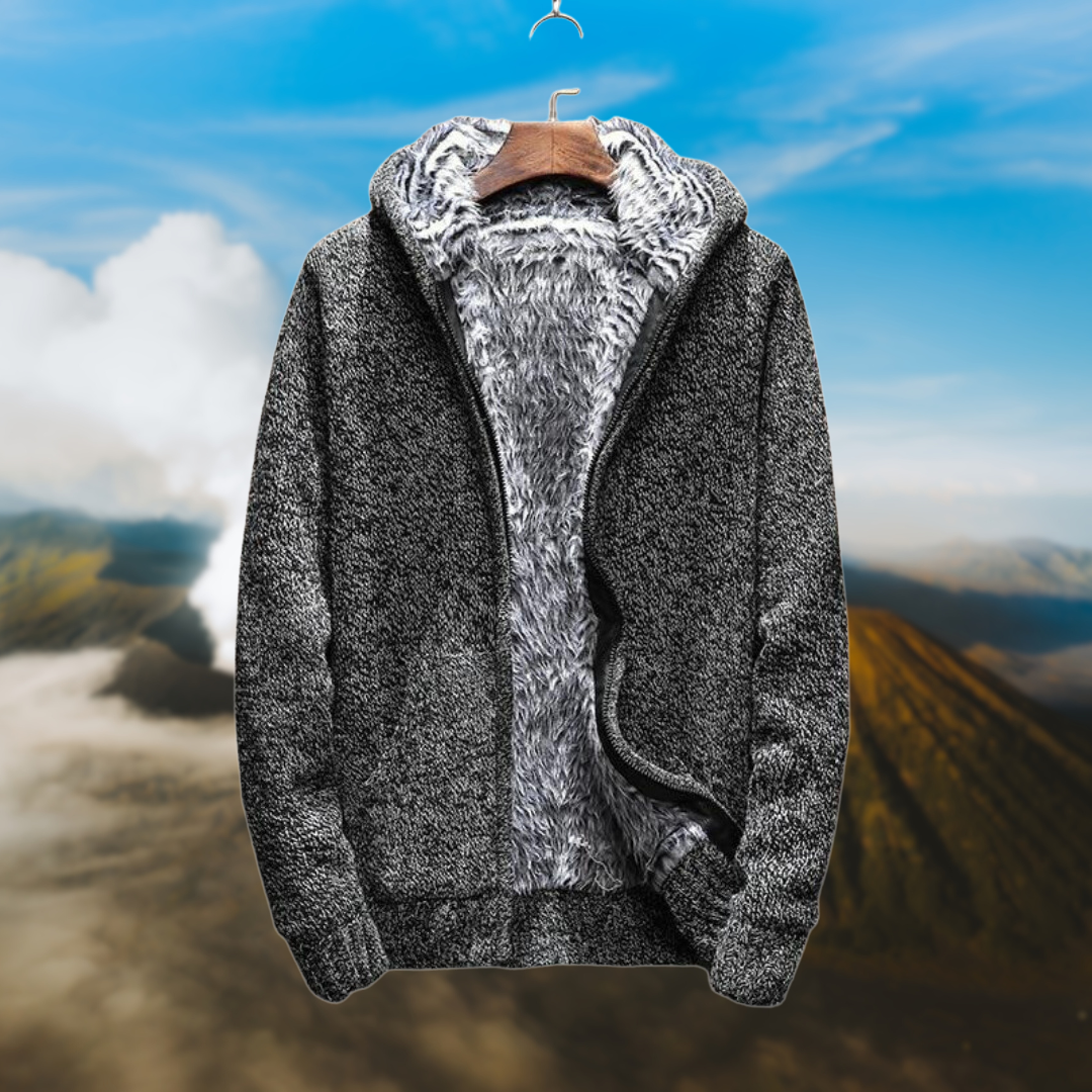 Street-wave Faux Fur Lined Winter Coat For Men Warm With Full Zip Front Insulated Outerwear