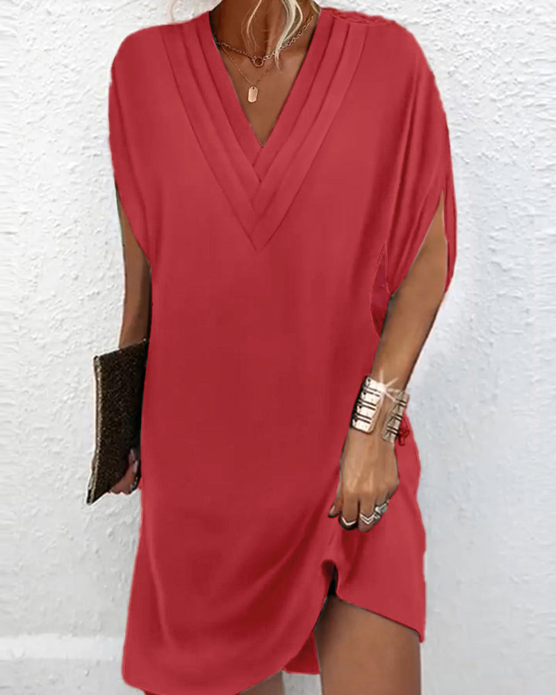 Ramona Dress Streetwave Women Elegant Solid Color Dress With Slit Sleeves For Festive And Everyday Spring Summer