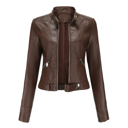 Street-Wave Women PU Leather Jacket Elegant Durable Zippered Front For Modern Fashion Lovers