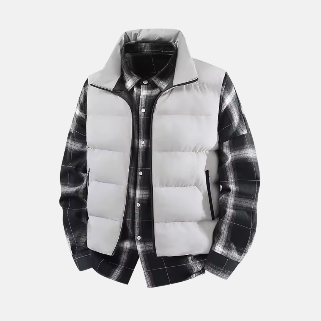 Men's Puffer Vest With Quilted Insulation Regular Fit Stand Collar And Zipper Closure