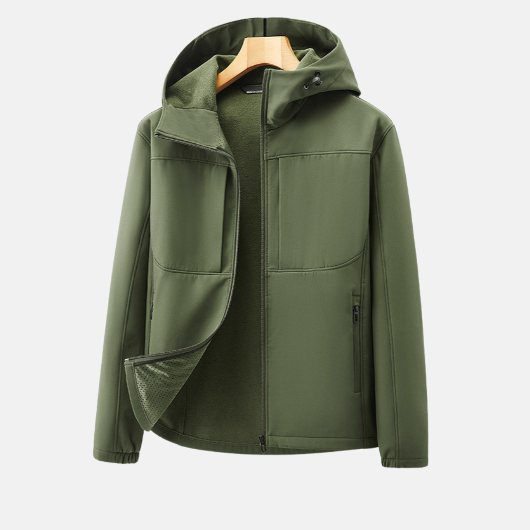 Street-Wave Men’s Softshell Jacket With Fleece Lining Regular Fit Adjustable Hood And Zip Pockets