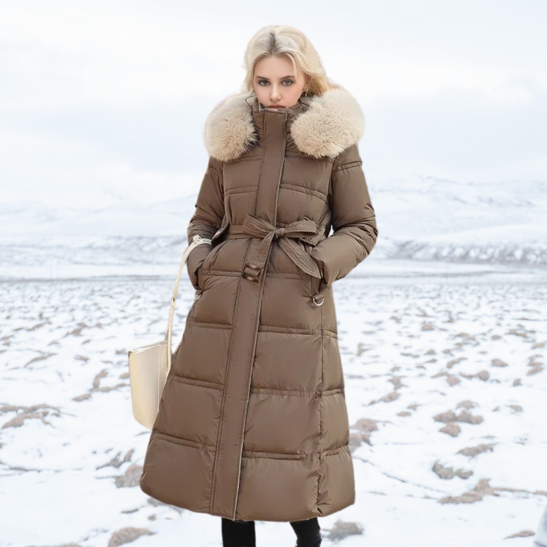 Streetwave Long Womens Winter Coat With Tailored Fit And Fur Hood For Cold Weather