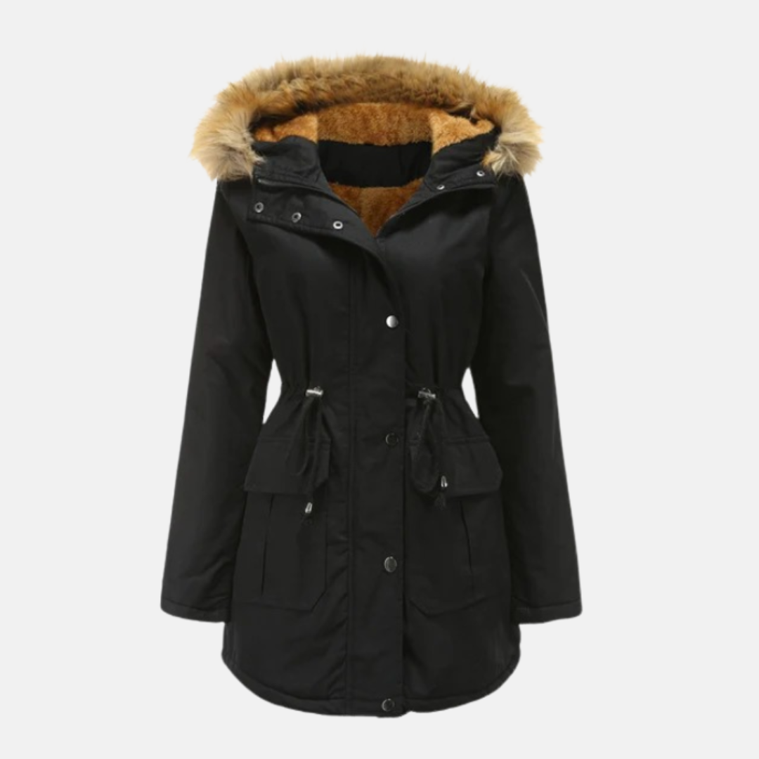 Street-Wave Womens Parka Jacket With Warm Fleece Lining And Faux Fur Hood