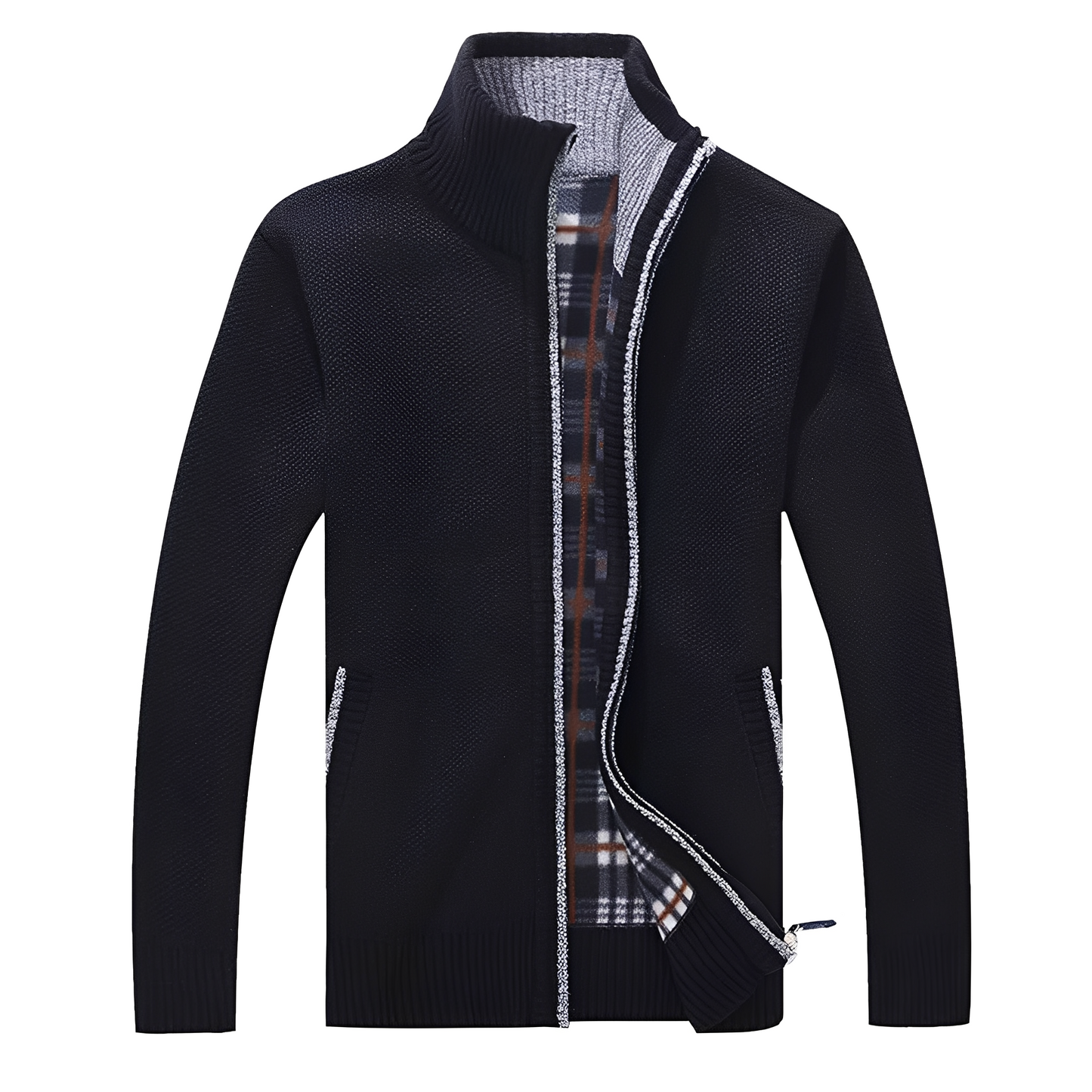 Street-Wave Cardigan For Men With Soft Fleece Lining Cozy Warm Knit Jacket For Cold Days And Layering