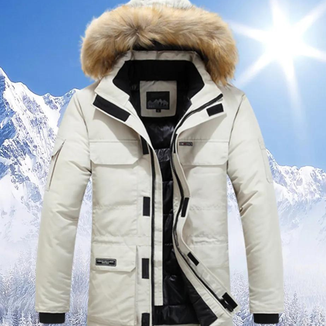Street Wave Parka For Men With Fur Trim Hood Long Warm Weatherproof Winter Seasonal Insulated Coat