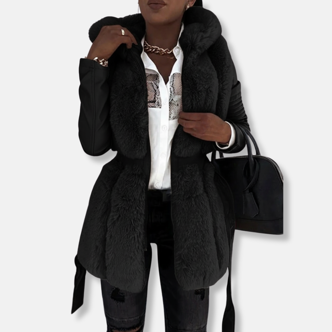 Street Wave Womens Tailored Faux Leather Jacket Fur Collar