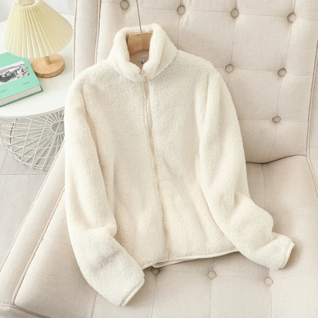 Street Wave Sherpa Zip Up Jacket High Collar Fleece For Cold Weather Warmth Outdoor Enthusiasts