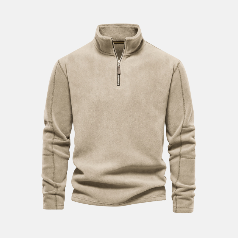Street-Wave Men's Fleece Sweatshirt With Stand Collar And Half Zip Closure For Elevated Casual Style