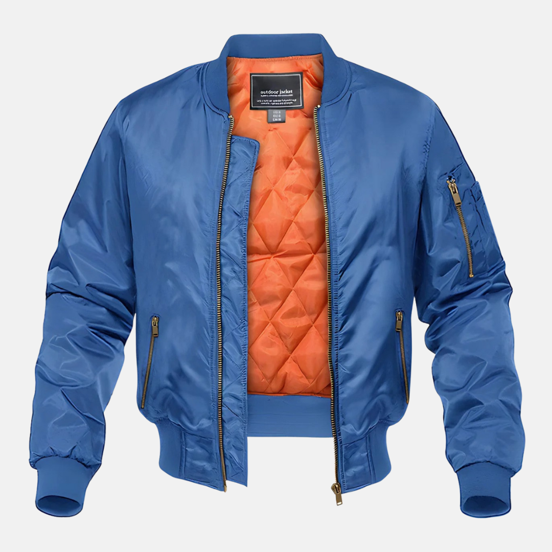 Street-Wave Men's Bomber Jacket With Quilted Lining And Zippered Pockets