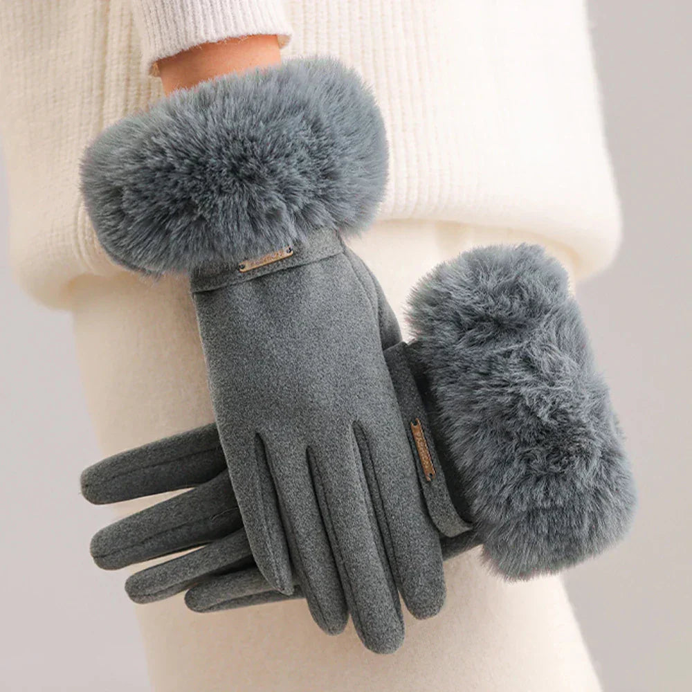 Florence Fur Cuff Fitted Fur Cuff Gloves | Solid Wrist-Length Gloves