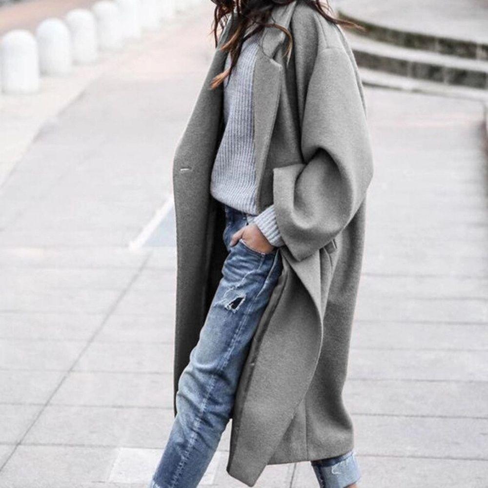 Streetwave Oversized Coat For Women With Long Lapels Warmth