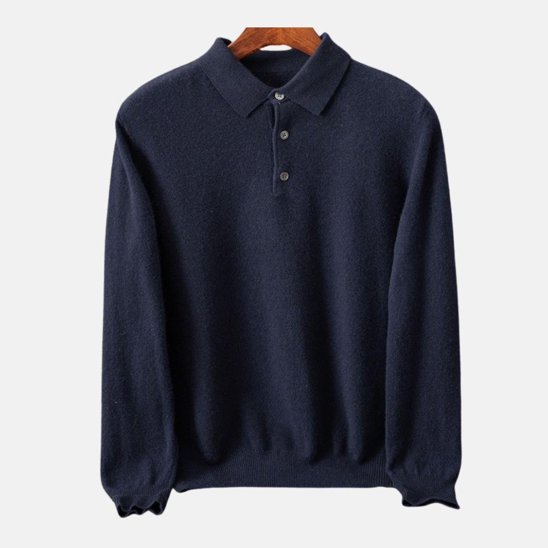Street-Wave Men's Fine Gauge Knit Polo Shirt Long Sleeve