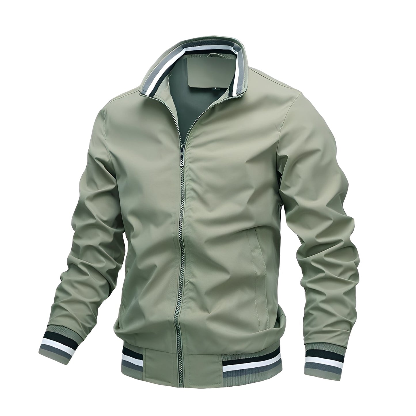 Streetwave Men's Lightweight Casual Bomber Jacket With Stripes For Everyday Comfort And Style