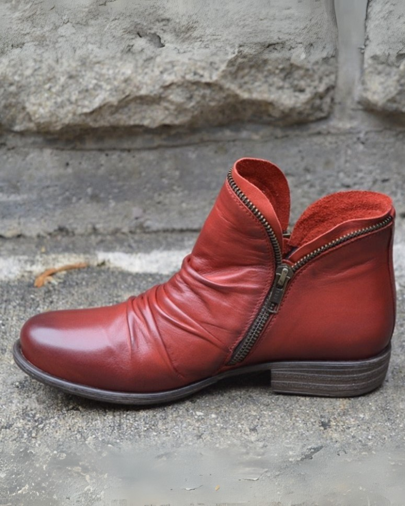 Street-Wave Leather Boots With Zip Closure For Women Warm Lined Comfort And Style