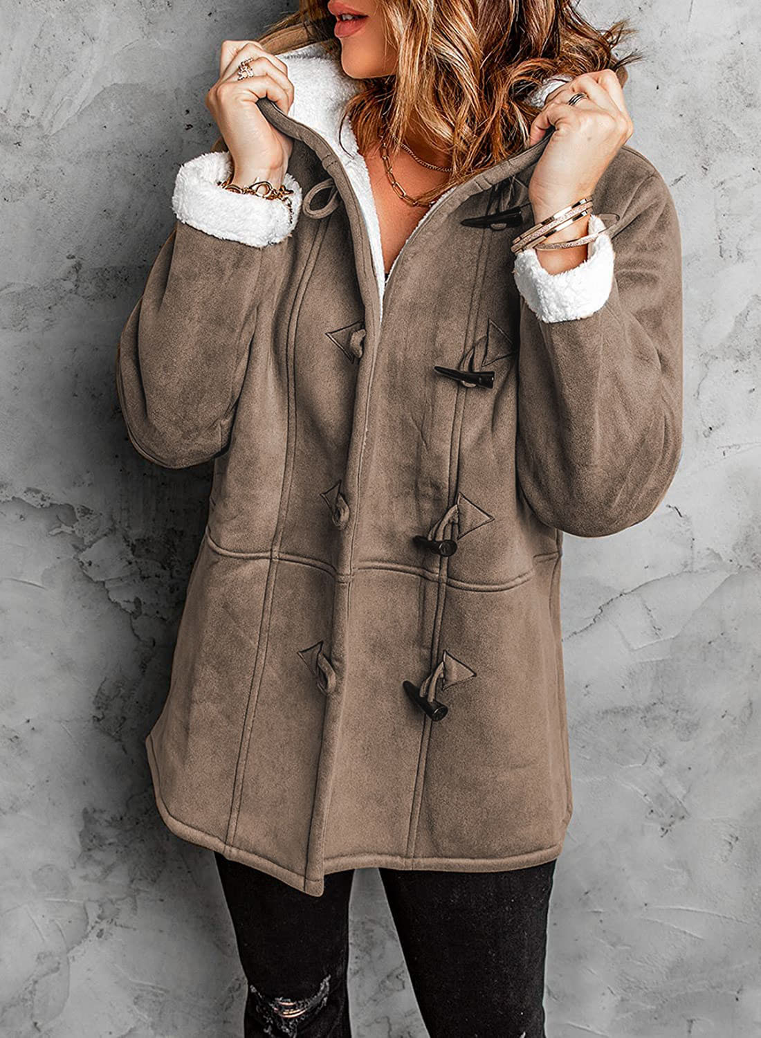 Street-wave Women's Hooded Winter Coat With Insulated Fleece Lining For Cozy Weather