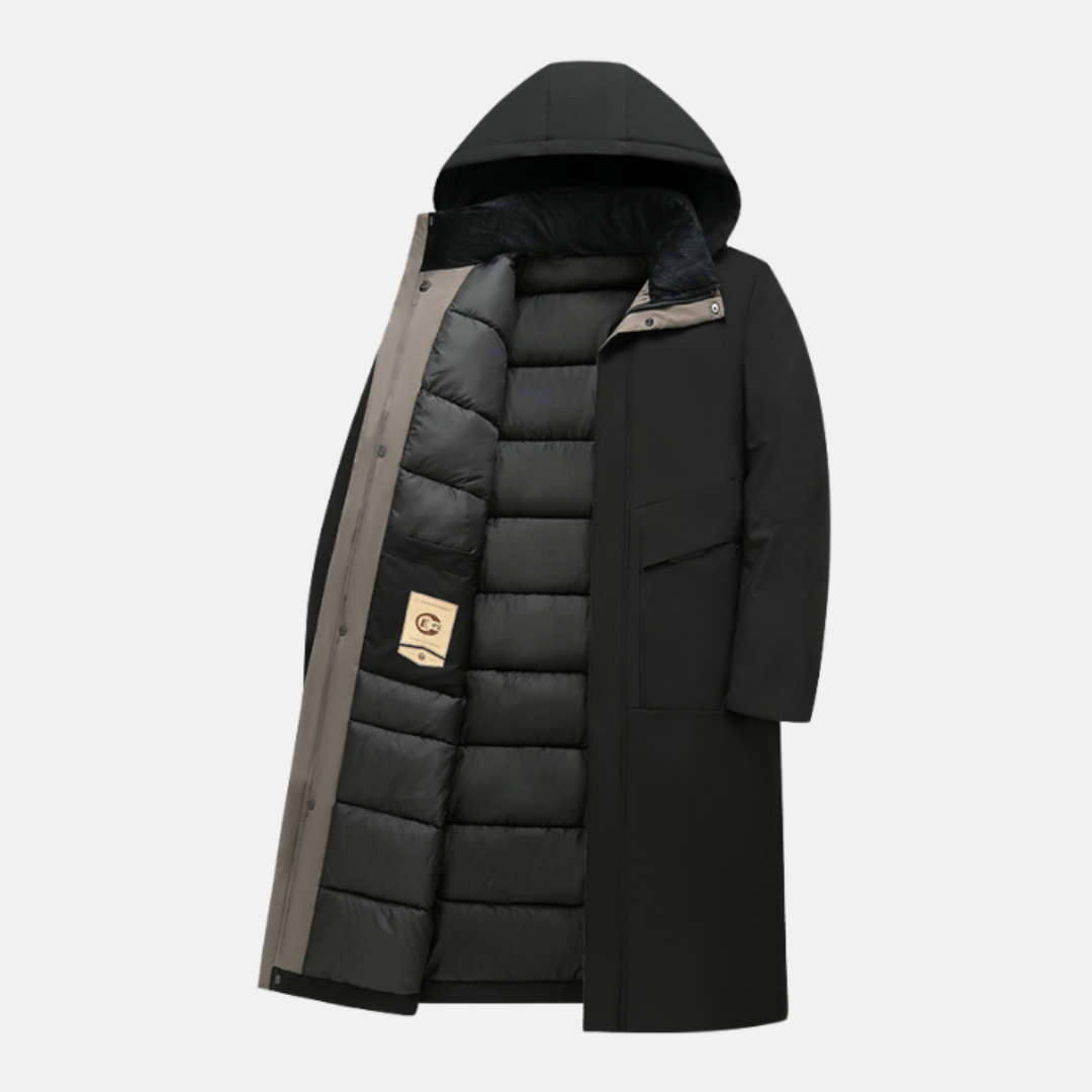 Street Wave Mens Insulated Long Coat With Hood For Winter
