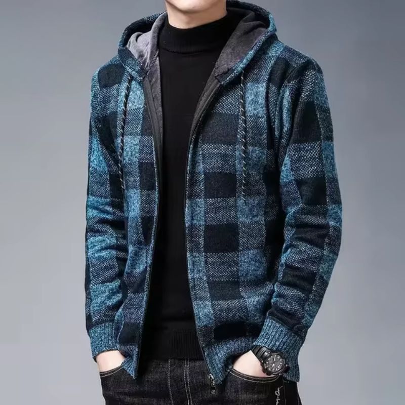 Regalstone Men's Plaid Fleece Hoodie Zip Up Warm Cozy All Day Comfort Soft Insulating Fabric For Cold Weather