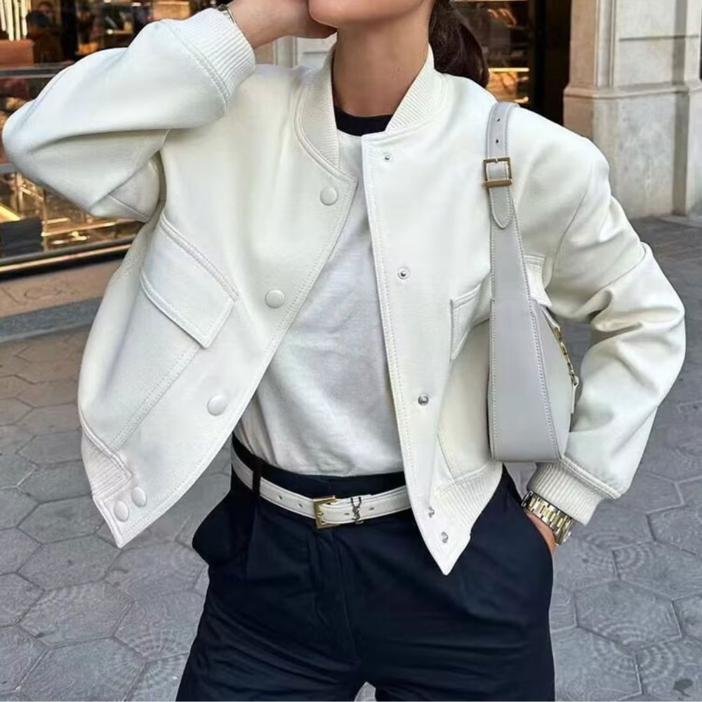 Streetwave Liselotte Bomber Jacket For Women Timeless Style With Ribbed Cuffs And Snap Button Closure