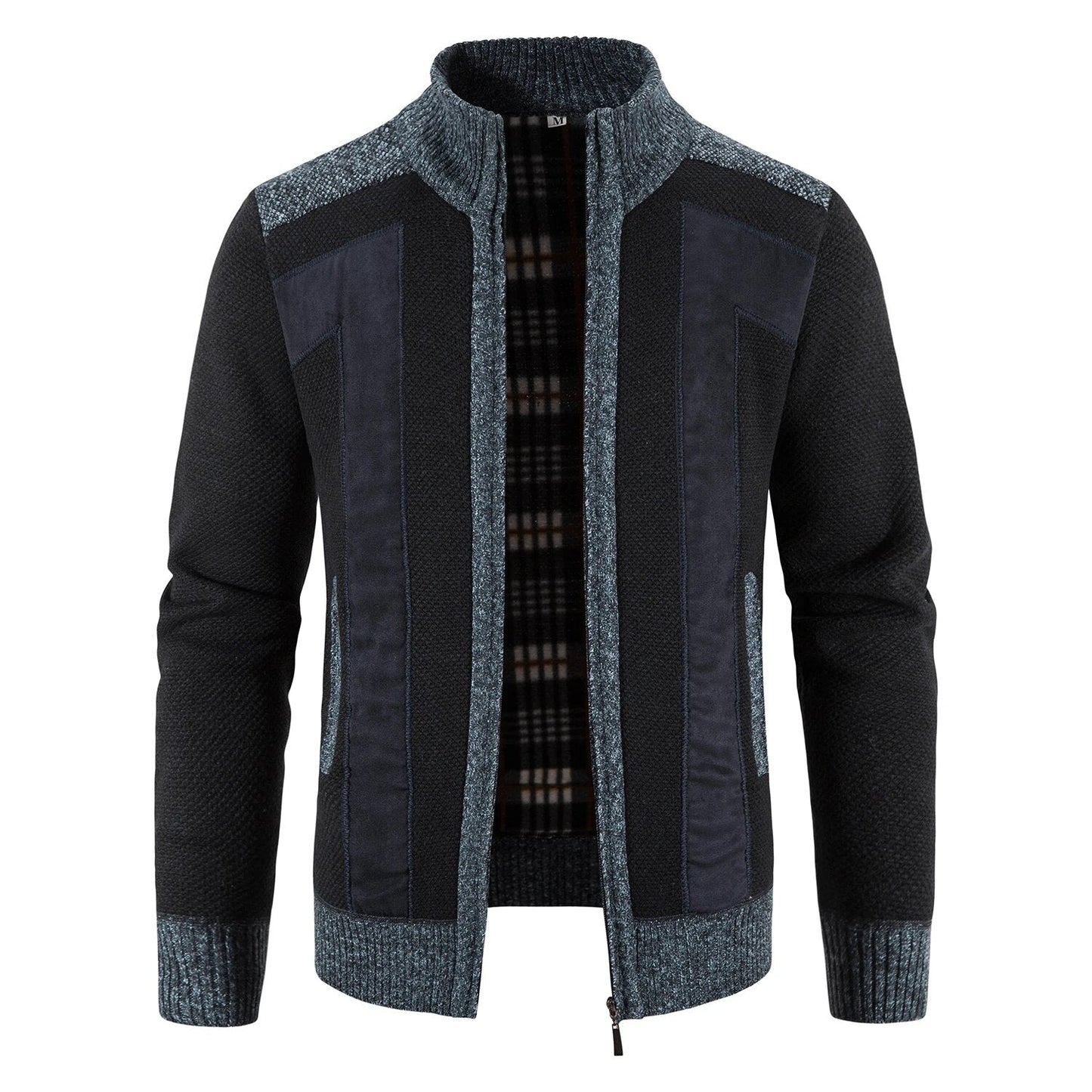Street-Wave Knit Cardigan For Casual Looks With Warm Roll-Neck And Zip Cozy Everyday Style For Men
