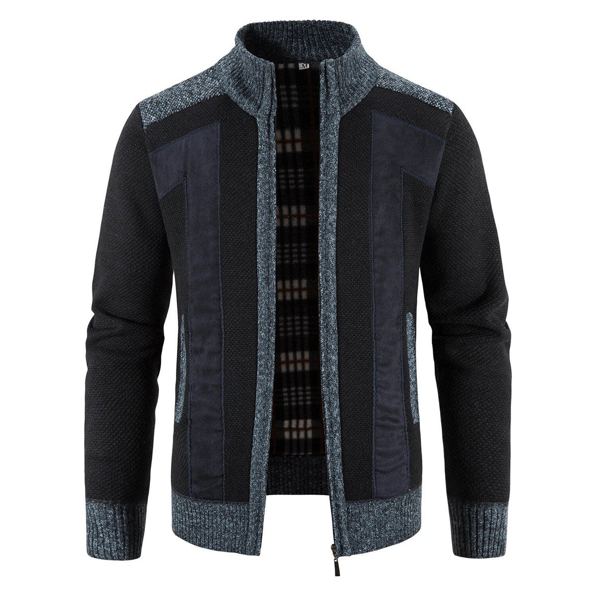 Street-Wave Knit Cardigan For Casual Looks With Warm Roll-Neck And Zip Cozy Everyday Style For Men
