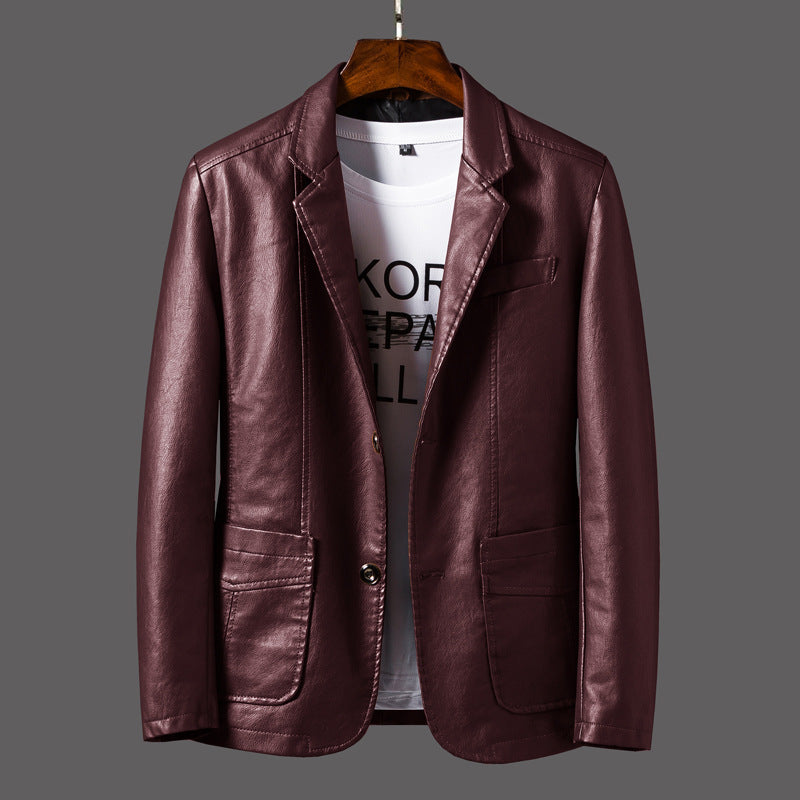 Street-wave Men's Leather Jacket With Notch Collar Premium Classic Fit Versatile Everyday Wear For Men