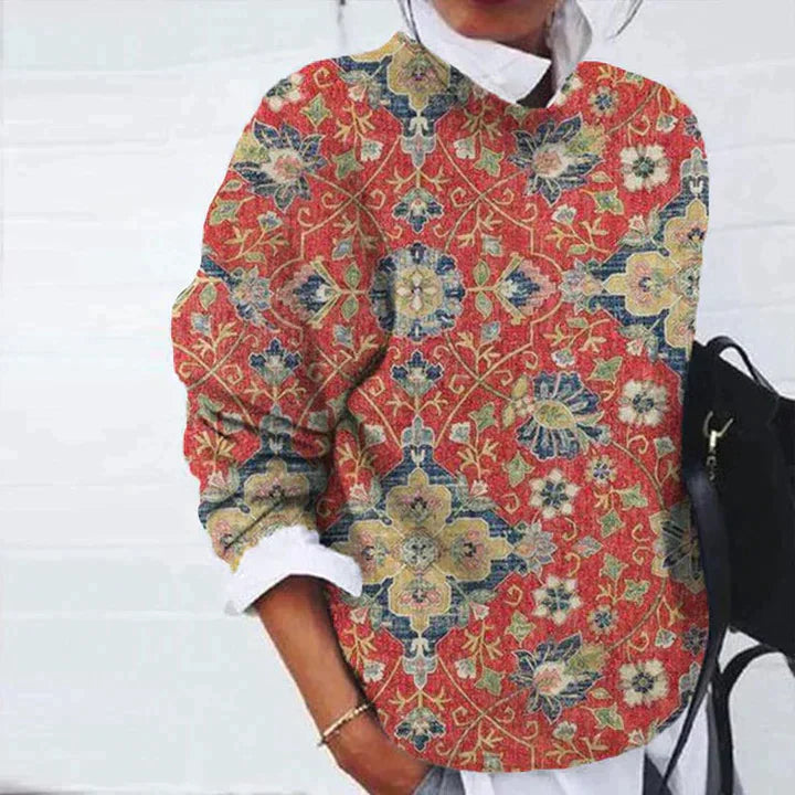 Street Wave Floral Print Pullover For Women Breathable Comfort Elegant Versatile Everyday Wear