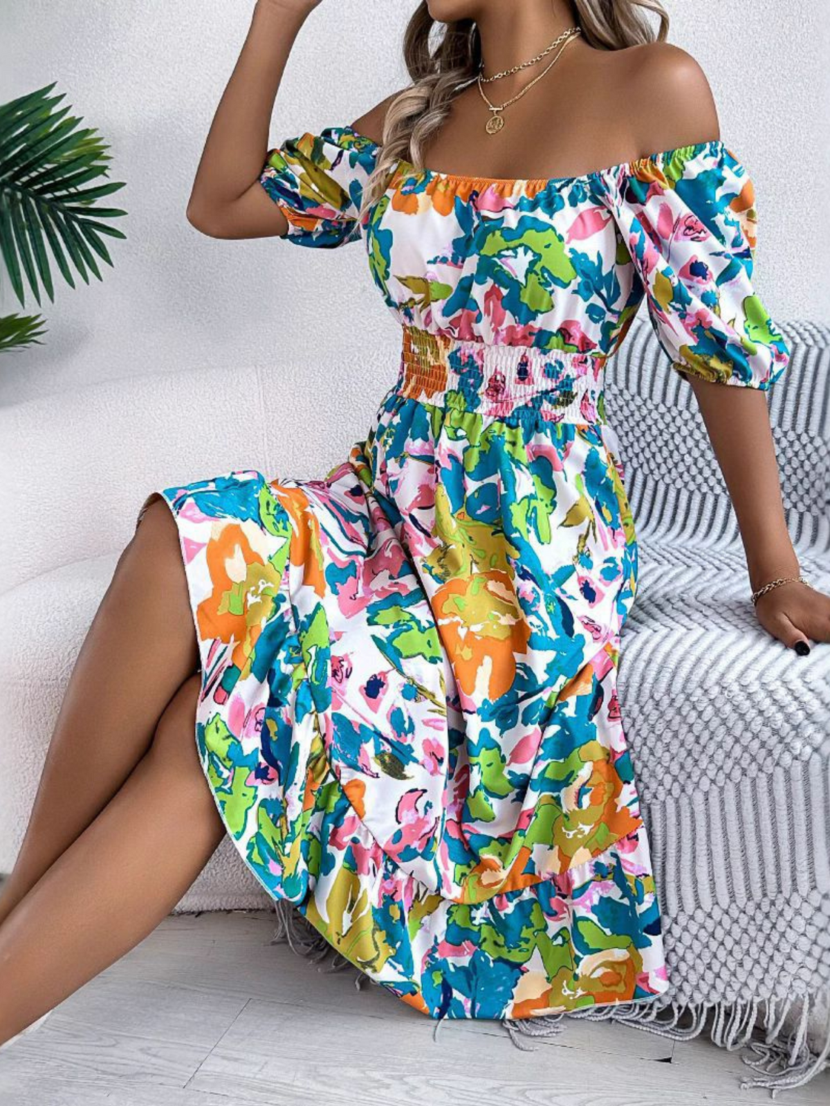 Women's Boho Gradient Dress with Flowing Design and Lightweight Fabric