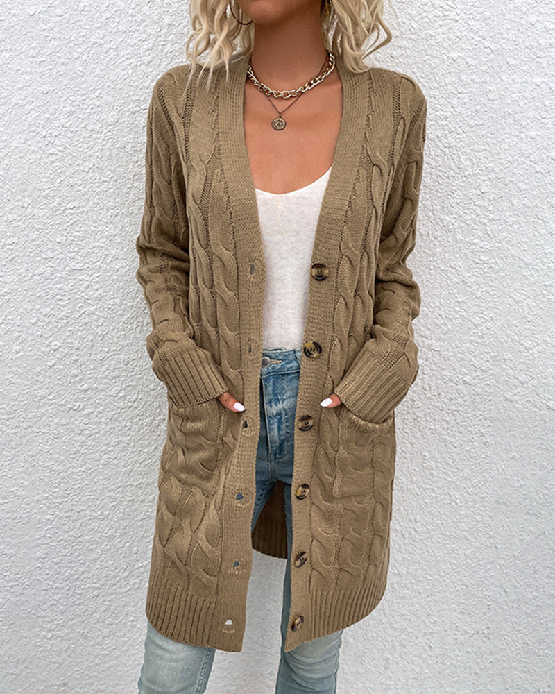 Street-wave Cable Knit Cardigan For Women Cozy Warmth