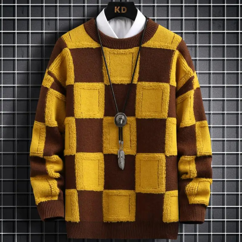 Street Wave Luxe Plaid Cashmere Oversized Pullover For Winter Warmth And Comfort For Women And Men