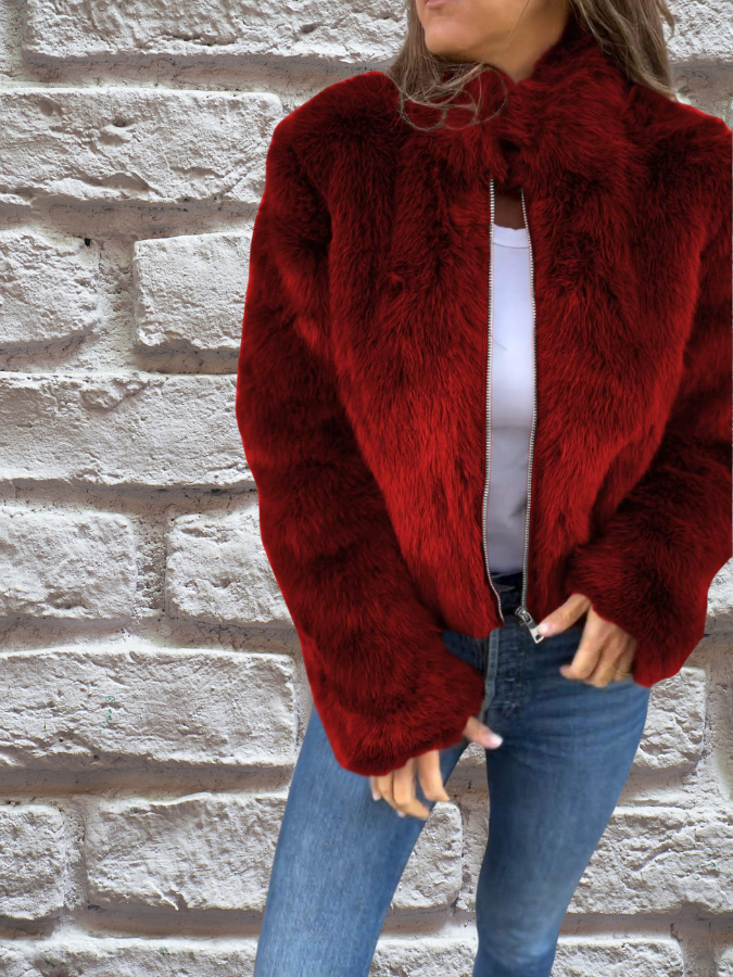 Street-Wave Warm Faux Fur Coat For Women, Elegant Cozy Autumn Jacket, Premium Materials