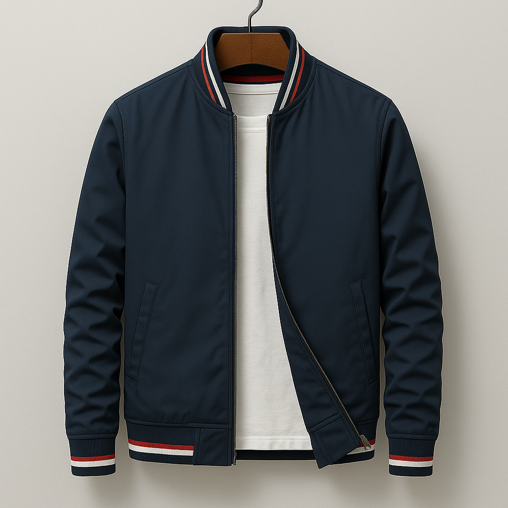 Street-Wave Bomber Jacket With Stripes For Men, Classic Streetwear Outerwear With Bold Stripe Accent