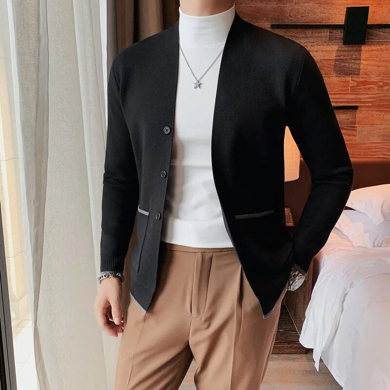Streetwave Uldis Mens Casual Knit Cardigan In Blazer Style For Everyday Elegance